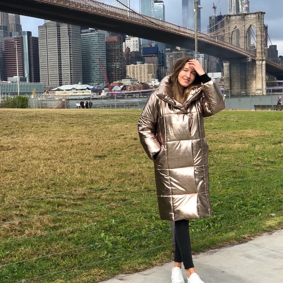 Super Warm Bronze Long Winter Puffer Coat - Picture 3 of 5